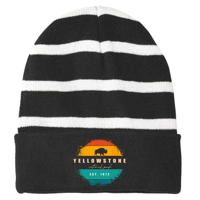 Yellowstone National Park Striped Beanie with Solid Band