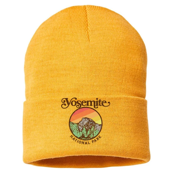 Yosemite National Park Retro 60s Half Dome Graphic Great Gift Sustainable Knit Beanie