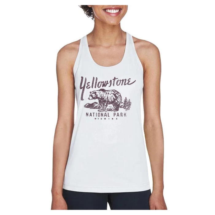 Yellowstone National Park Bear Graphic Women's Racerback Tank