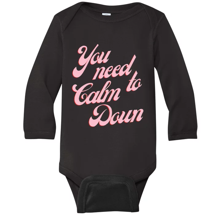 You Need To Calm Down Vintage Retro Baby Long Sleeve Bodysuit