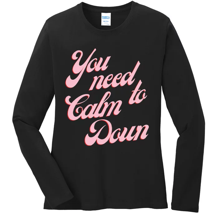 You Need To Calm Down Vintage Retro Ladies Long Sleeve Shirt