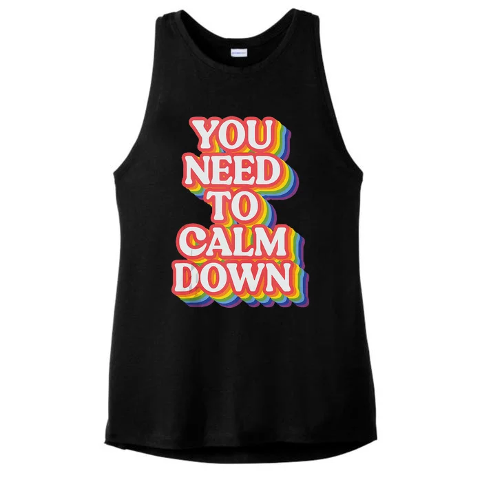 You Need To Calm Down Lgbtq Pride Ladies Tri-Blend Wicking Tank