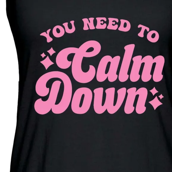 You Need To Calm Down Groovy Retro Cute Funny Ladies Essential Flowy Tank