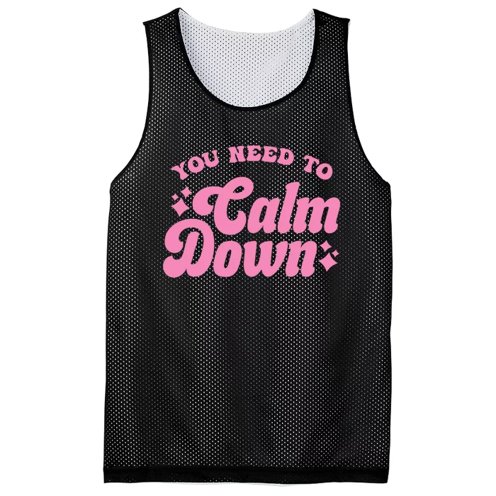 You Need To Calm Down Groovy Retro Cute Funny Mesh Reversible Basketball Jersey Tank