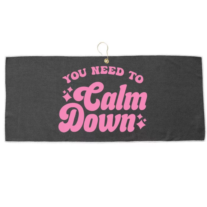 You Need To Calm Down Groovy Retro Cute Funny Large Microfiber Waffle Golf Towel