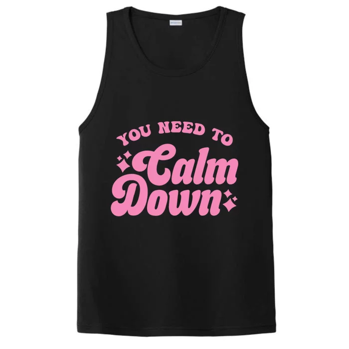 You Need To Calm Down Groovy Retro Cute Funny Performance Tank