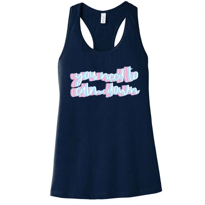 You Need To Calm Down Cute Retro Groovy Pride Women's Racerback Tank