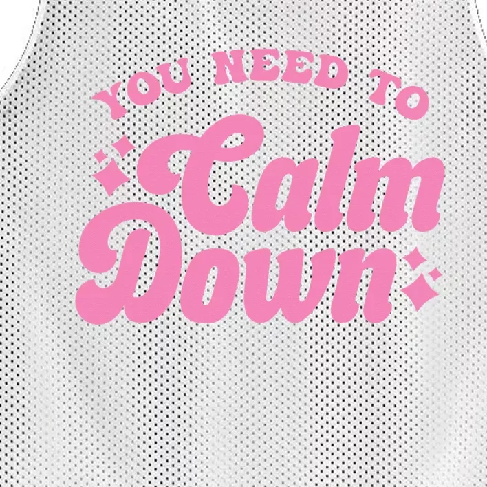 You Need To Calm Down Groovy Retro Cute Funny Mesh Reversible Basketball Jersey Tank