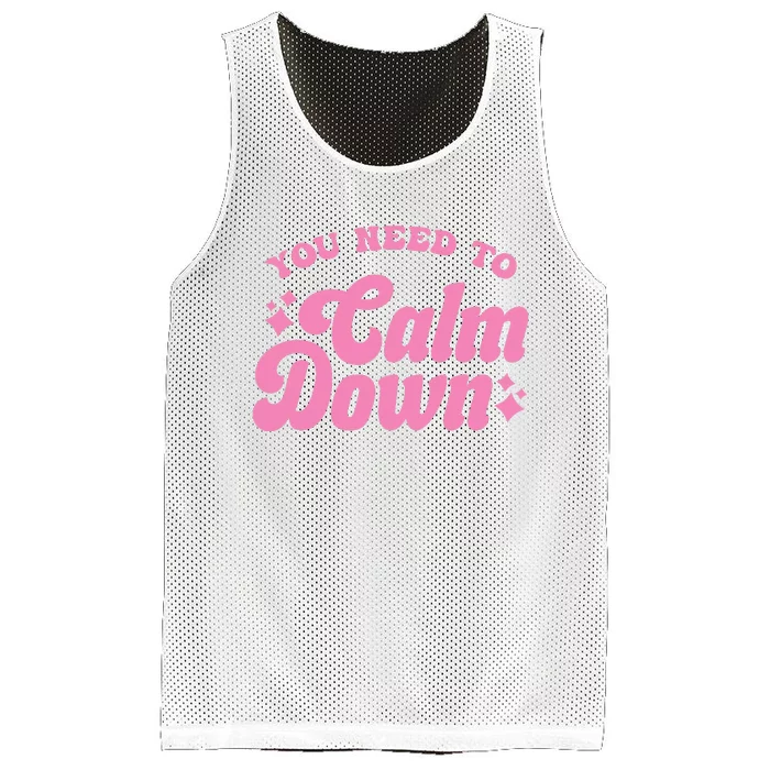 You Need To Calm Down Groovy Retro Cute Funny Mesh Reversible Basketball Jersey Tank