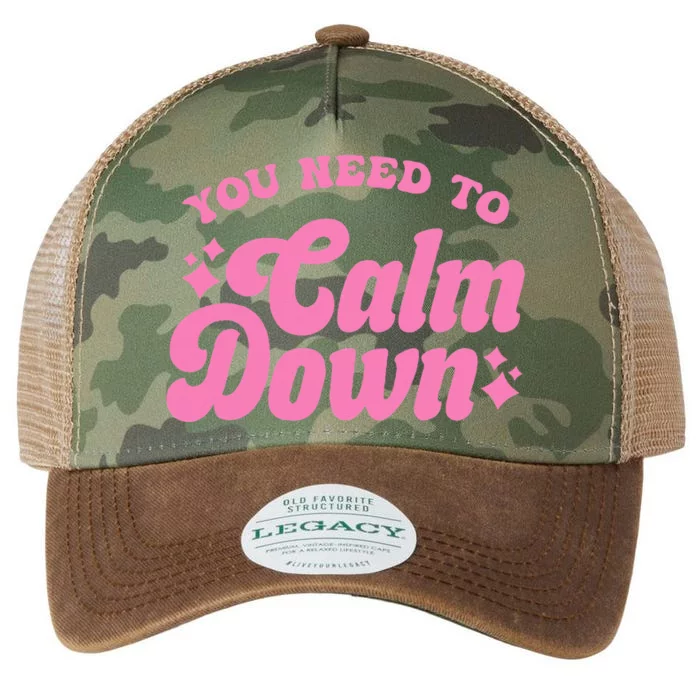 You Need To Calm Down Groovy Retro Cute Funny Legacy Tie Dye Trucker Hat