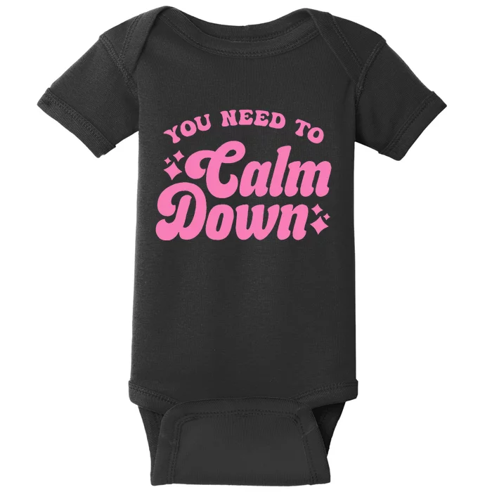 You Need To Calm Down Groovy Retro Cute Funny Baby Bodysuit