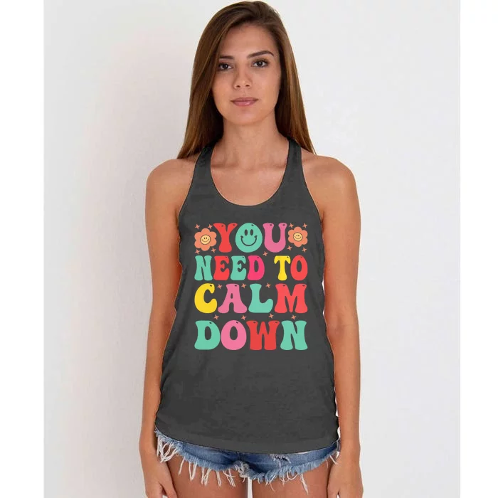 You Need To Calm Down Women's Knotted Racerback Tank