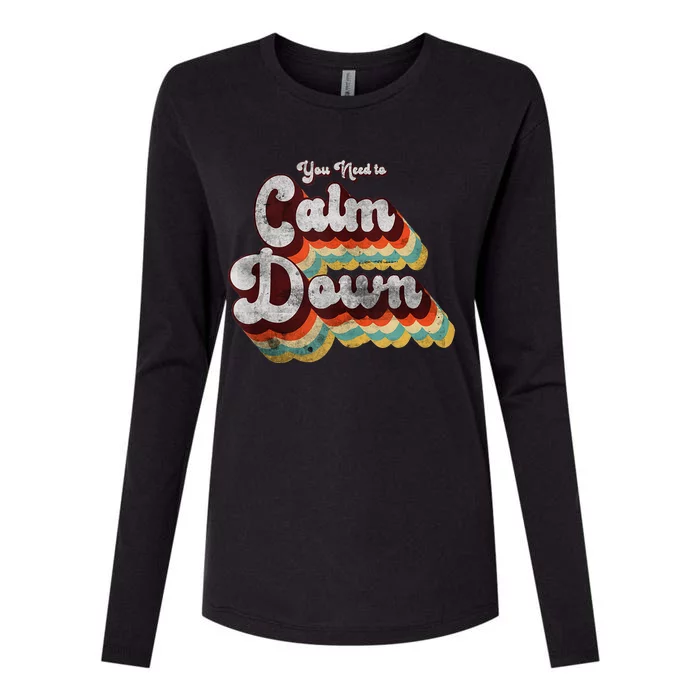 You Need To Calm Down Classic Retro Vintage Pride 80’s Gift Womens Cotton Relaxed Long Sleeve T-Shirt