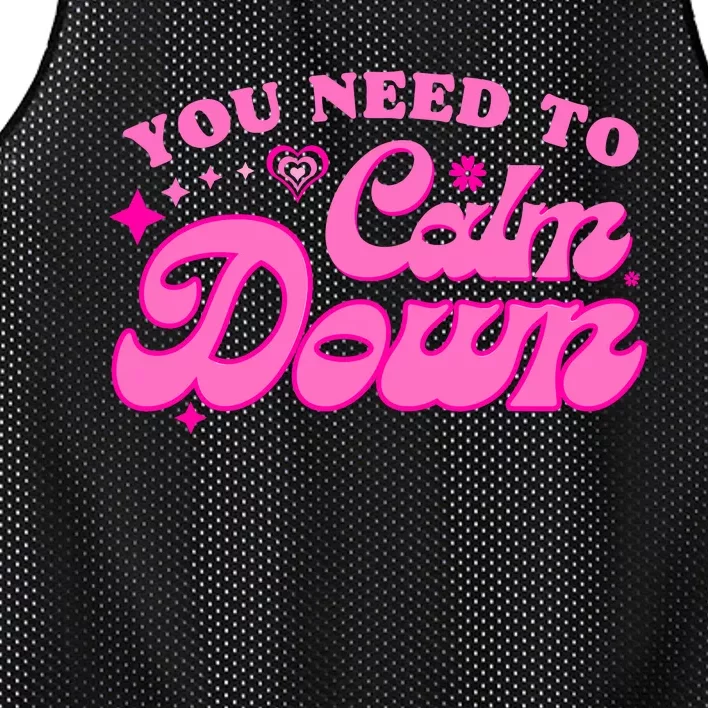 You Need To Calm Down Groovy Retro Cute Funny Mesh Reversible Basketball Jersey Tank