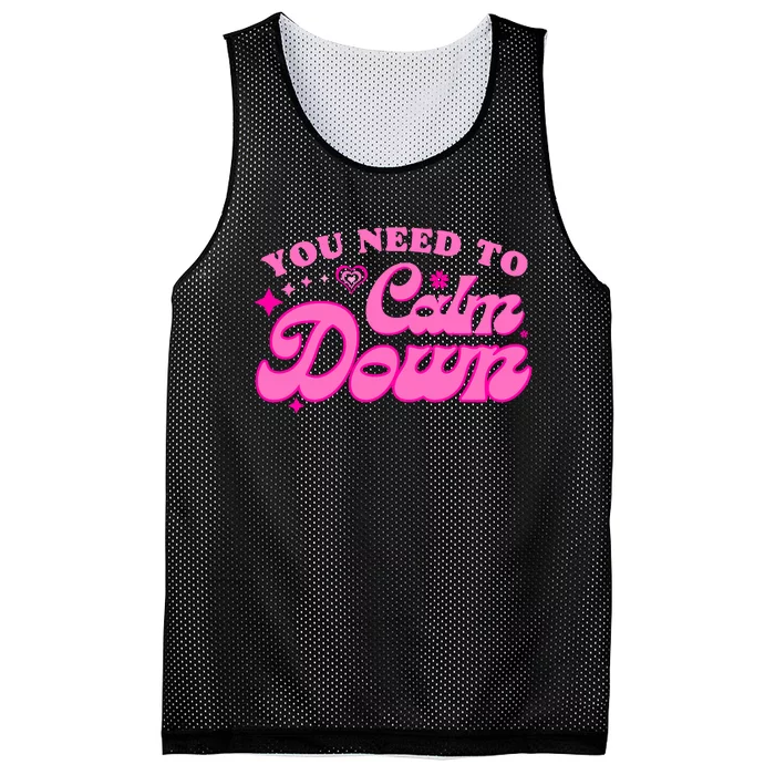 You Need To Calm Down Groovy Retro Cute Funny Mesh Reversible Basketball Jersey Tank