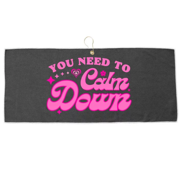 You Need To Calm Down Groovy Retro Cute Funny Large Microfiber Waffle Golf Towel