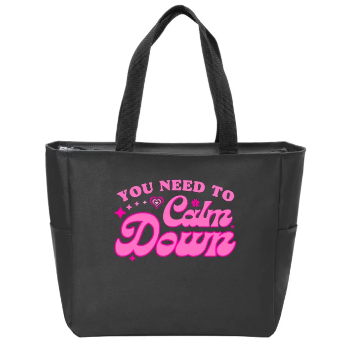 You Need To Calm Down Groovy Retro Cute Funny Zip Tote Bag