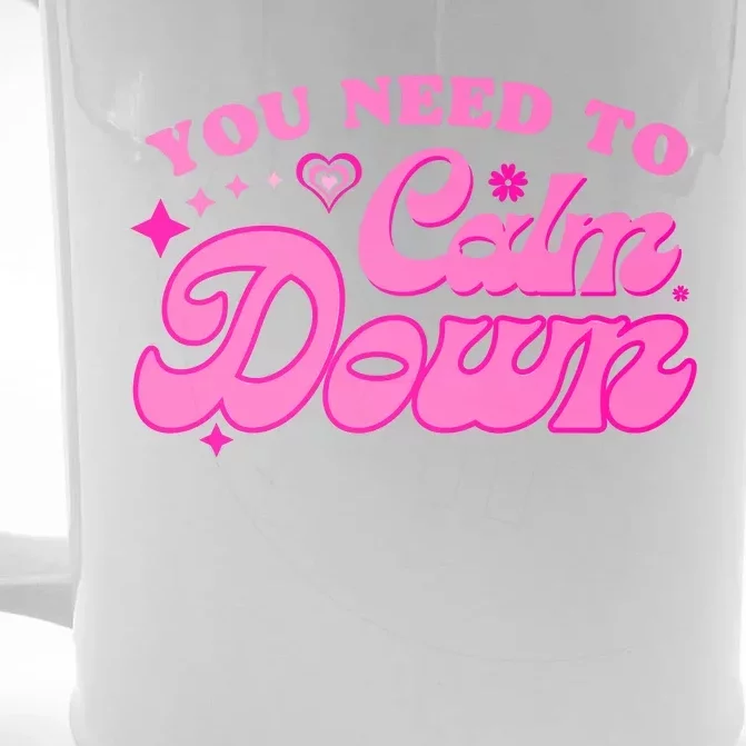 You Need To Calm Down Groovy Retro Cute Funny Front & Back Beer Stein