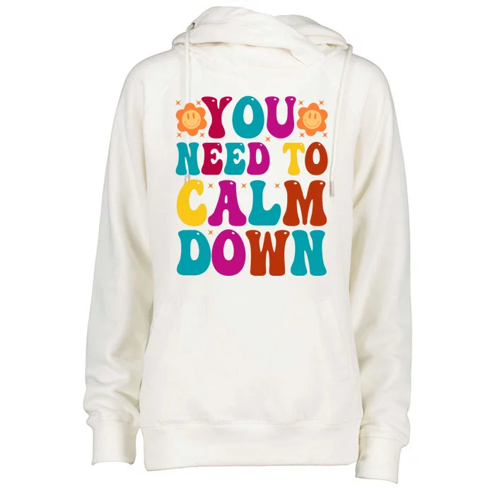 You Need To Clam Down Retro Colorful Womens Funnel Neck Pullover Hood