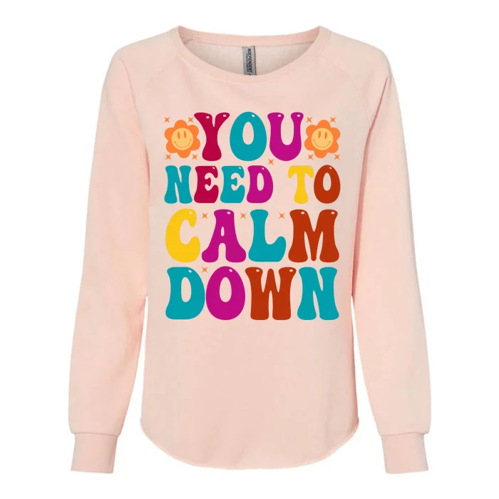 You Need To Clam Down Retro Colorful Womens California Wash Sweatshirt