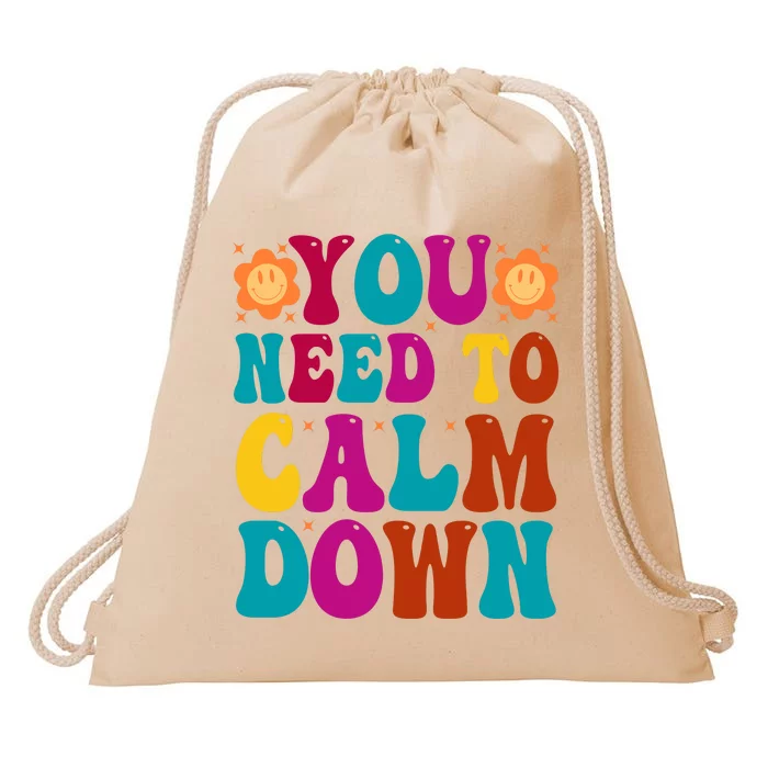 You Need To Clam Down Retro Colorful Drawstring Bag