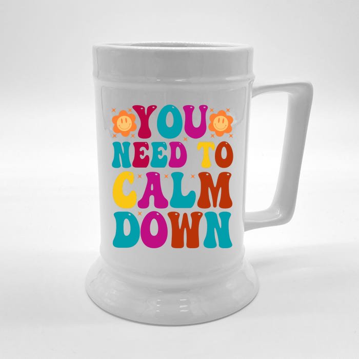 You Need To Clam Down Retro Colorful Front & Back Beer Stein