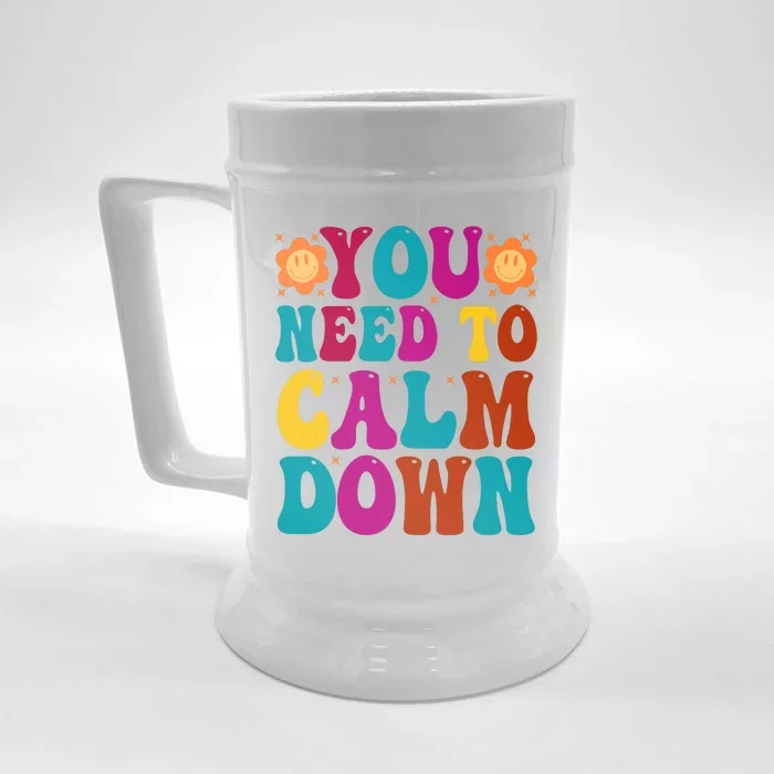 You Need To Clam Down Retro Colorful Front & Back Beer Stein