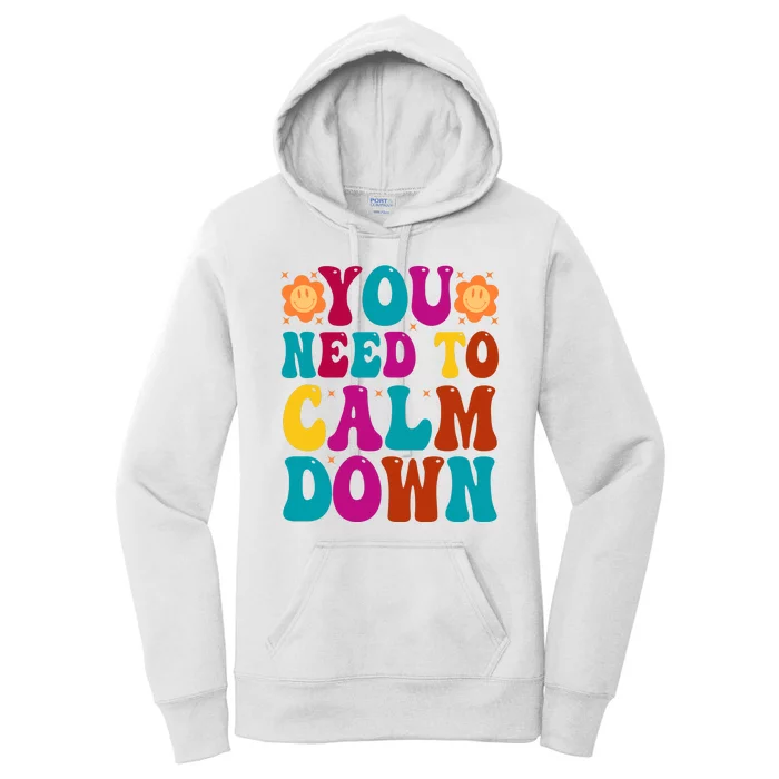 You Need To Clam Down Retro Colorful Women's Pullover Hoodie