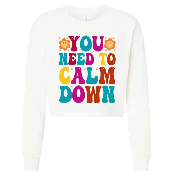 You Need To Clam Down Retro Colorful Cropped Pullover Crew