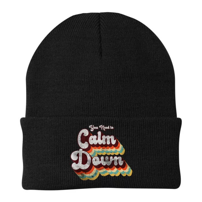 You Need to Calm Down Classic Retro Vintage Pride 80’s Gift Knit Cap Winter Beanie