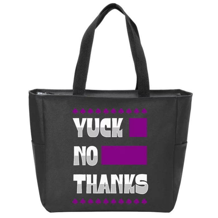 Yuck No Thanks Ace Symbol Funny Asexual Pride Zip Tote Bag