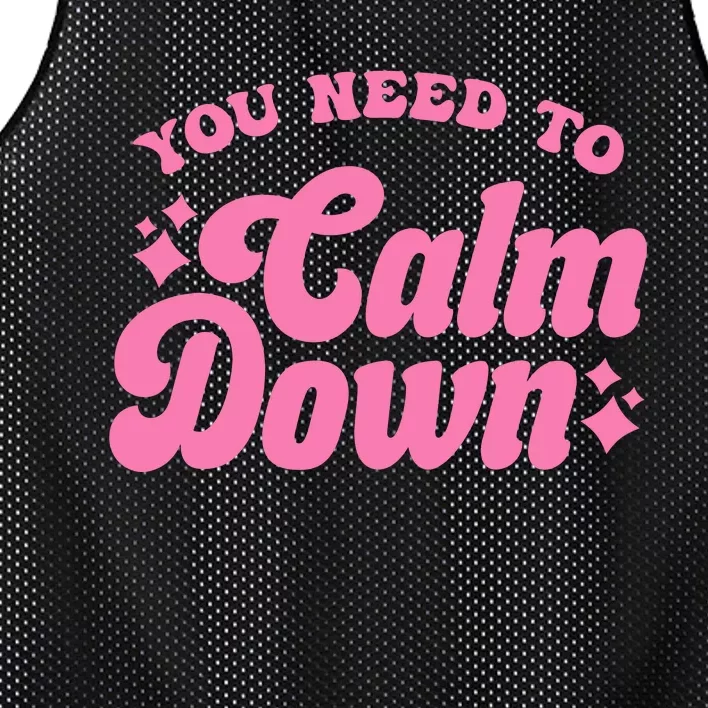 You Need To Calm Down Groovy Retro Cute Funny Mesh Reversible Basketball Jersey Tank