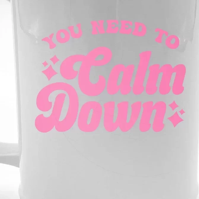 You Need To Calm Down Groovy Retro Cute Funny Front & Back Beer Stein