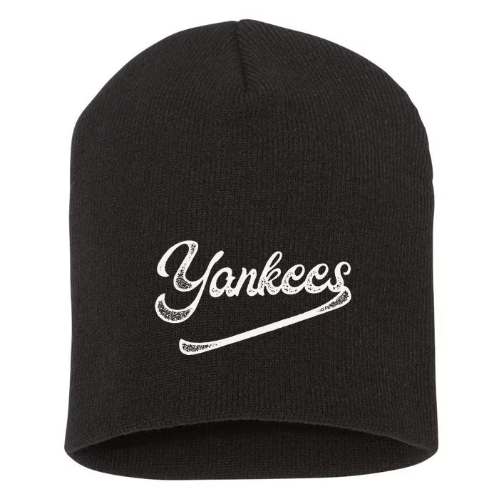 Yankees Name Vintage Retro Gift Sports lovers Short Acrylic Beanie