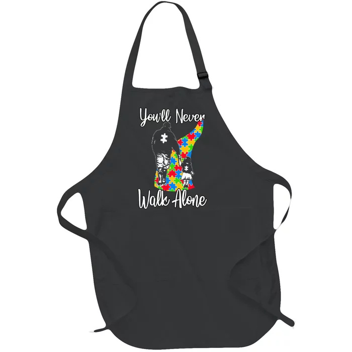 YouLl Never Walk Alone Cute Autism Father Daughter Full-Length Apron With Pocket