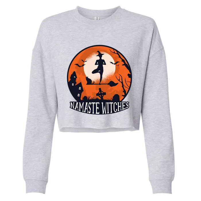 Yoga Namaste Witches Halloween Gift Cropped Pullover Crew