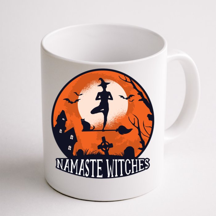 Yoga Namaste Witches Halloween Gift Front & Back Coffee Mug