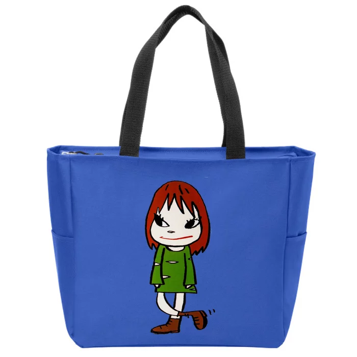 Yoshitomo Nara Walking Girl Painting Zip Tote Bag