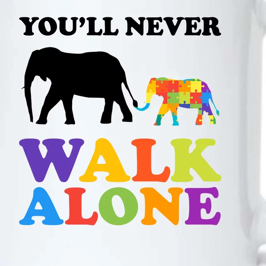 Youll Never Walk Alone Autism Awareness Elephant Black Color Changing Mug