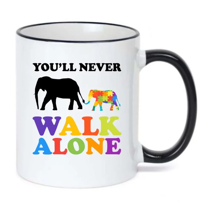 Youll Never Walk Alone Autism Awareness Elephant Black Color Changing Mug