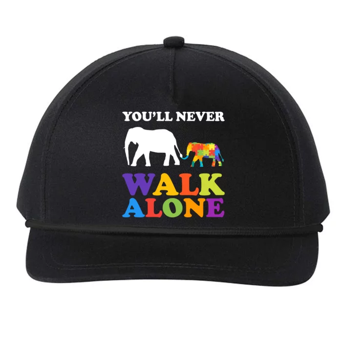 Youll Never Walk Alone Autism Awareness Elephant Snapback Five-Panel Rope Hat