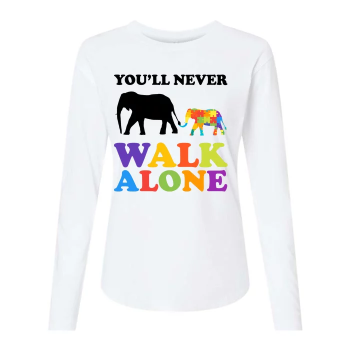 Youll Never Walk Alone Autism Awareness Elephant Womens Cotton Relaxed Long Sleeve T-Shirt