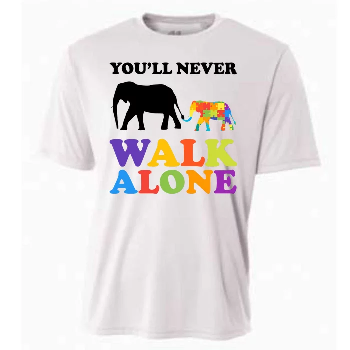 Youll Never Walk Alone Autism Awareness Elephant Cooling Performance Crew T-Shirt