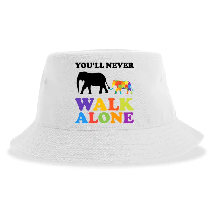 Youll Never Walk Alone Autism Awareness Elephant Sustainable Bucket Hat