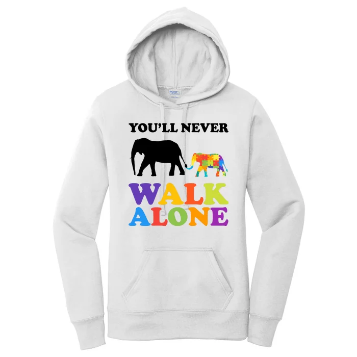 Youll Never Walk Alone Autism Awareness Elephant Women's Pullover Hoodie