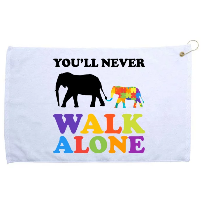 Youll Never Walk Alone Autism Awareness Elephant Grommeted Golf Towel