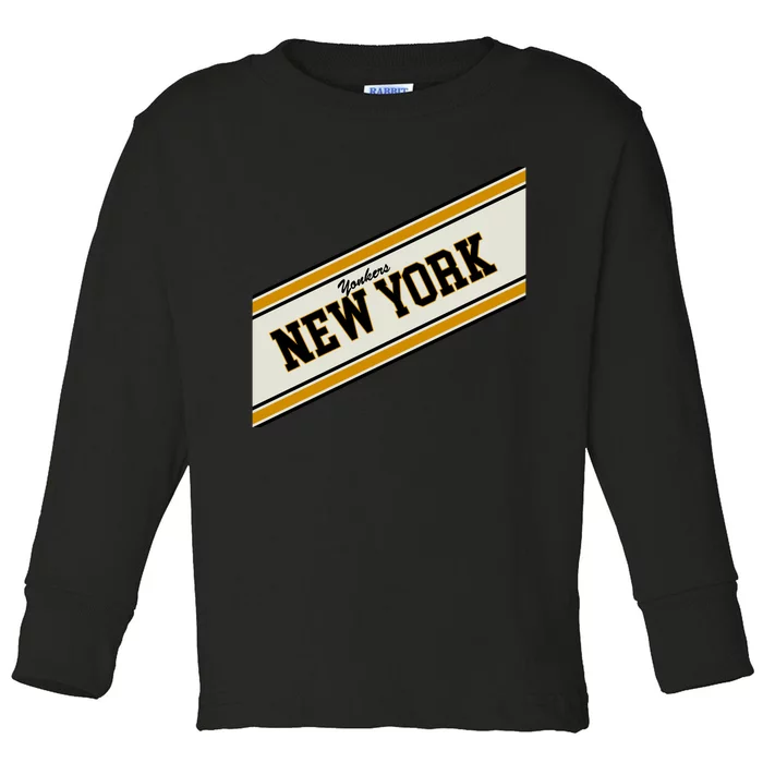 Yonkers New York Varsity Logo Toddler Long Sleeve Shirt