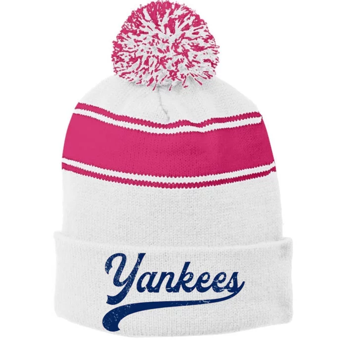 Ya.N.K.E.E.S Nickname Stripe Pom Pom Beanie