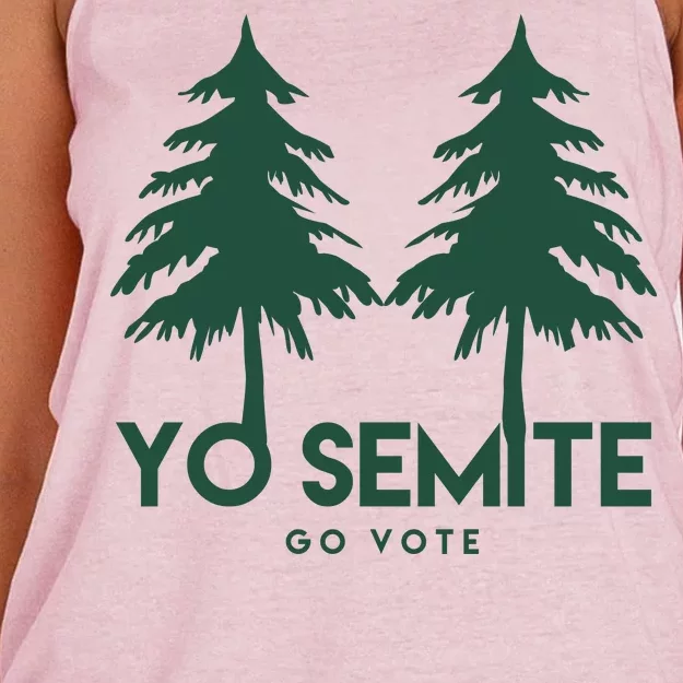 Yo Semite Go Vote Anti Trump Women's Knotted Racerback Tank