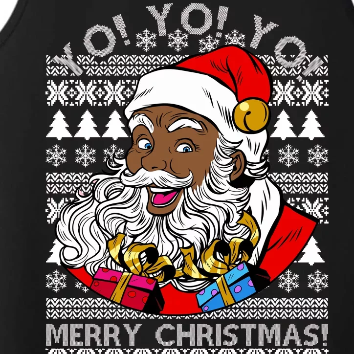 Yo Yo Yo Ho Ho Ho Black Santa Claus Ugly Christmas Performance Tank